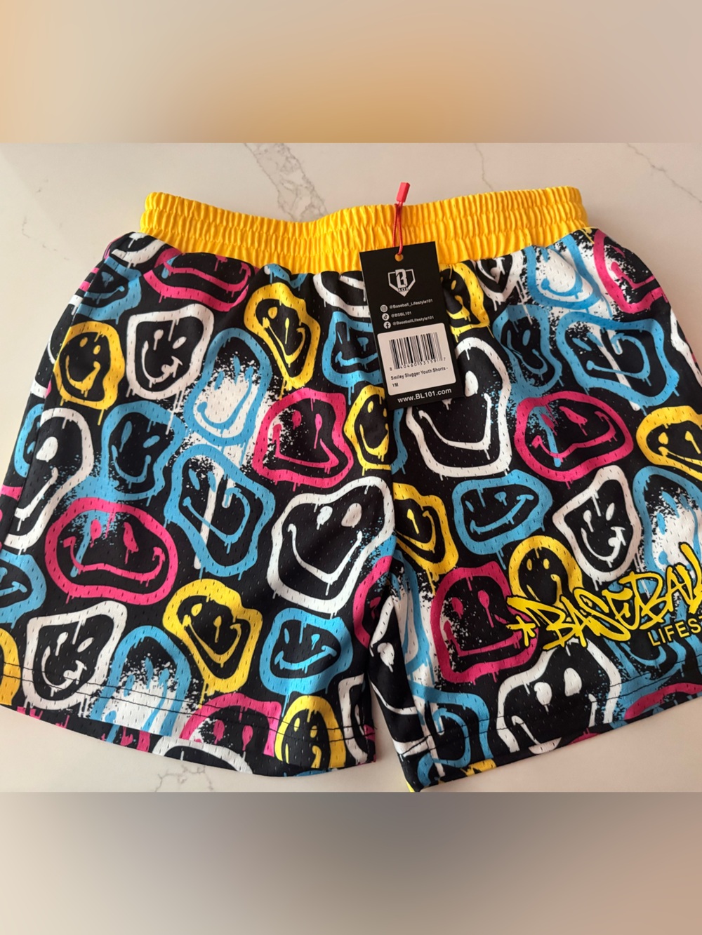 Baseball Lifestyle Printed Black Multicolor Shorts Brand - Picture 2 of 3